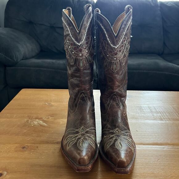 Tony Lama Rancho Western Boots Chocolate Brown Snip Toe Women’s Size 6.5 - Picture 3 of 10